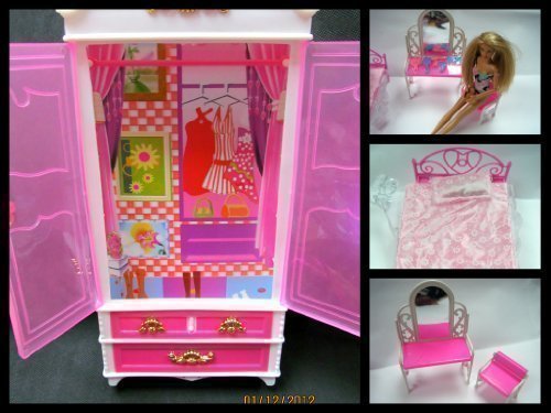 Gabinete de plástico rosa para la casa de muñecas
