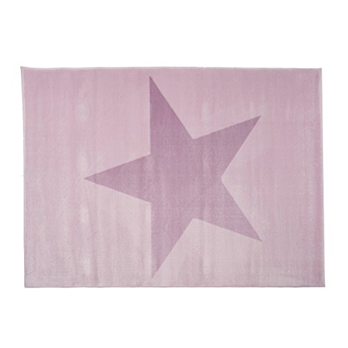 Gran alfombra rosa con estrella púrpura para cuarto de nena