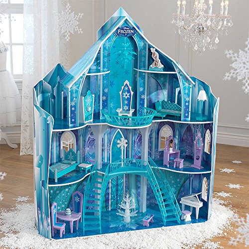 Gran casa de muñecas Kidkraft Snow Queen en madera azul con escaleras de vidrio