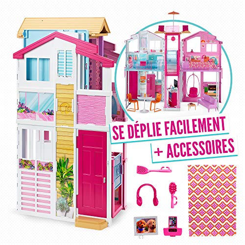 Gran casa de muñecas plegables de 2 pisos de Barbie de Luxe