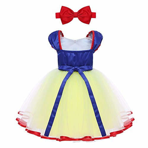 La espalda del vestido de Blancanieves con tutu de 12 meses a 5 años.