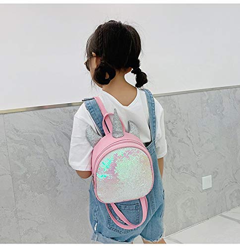 La mochila de la niña de lentejuelas de Unicornio