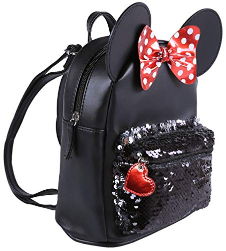 La mochila de Minnie en lentejuelas rojas y negras