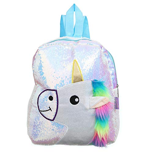 La pequeña mochila de la chica unicornio con lentejuelas y melena de peluche Rainbow