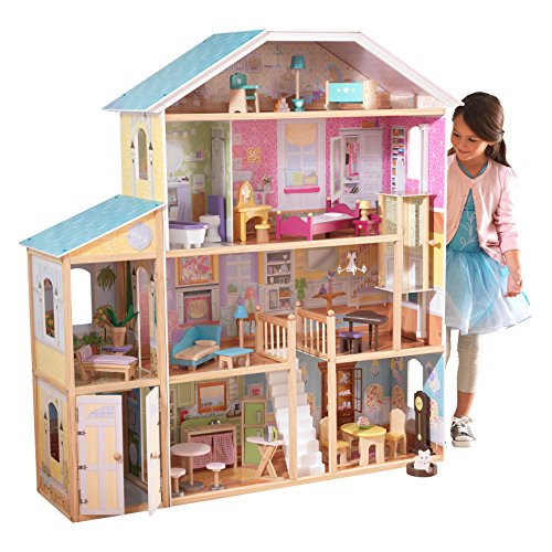 Mega-casa de muñecas de madera de estilo tradicional con pisos y ático, Kidcraft