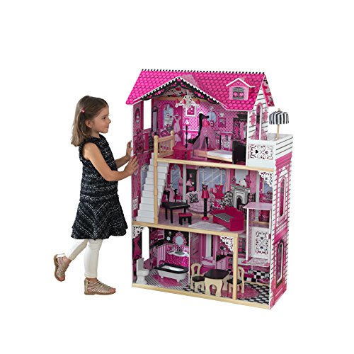 Mega muy femenina casa de muñecas de madera moderna con pisos, color fushia rosa Kidcraft