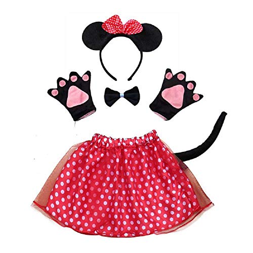 Vestido de disfraz Minnie Mouse de Halloween con cola y guantes