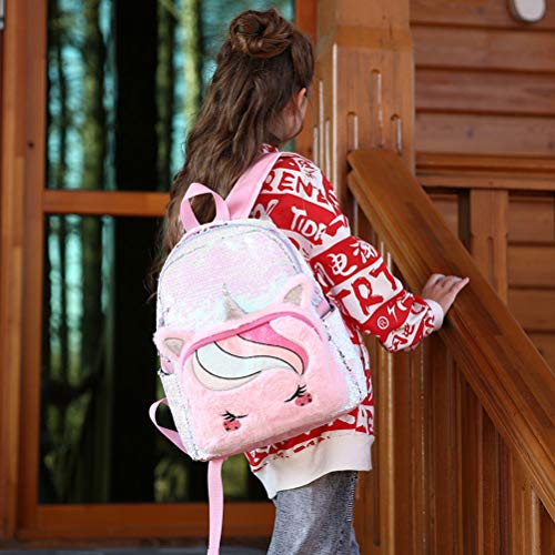 Mochila de niña Unicornio con lentejuelas de Kesyoo y felpa