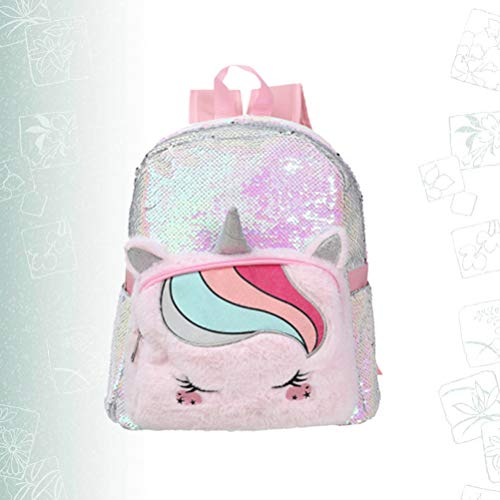 Mochila de niña Unicornio con lentejuelas de Kesyoo y felpa con cuerno y orejas