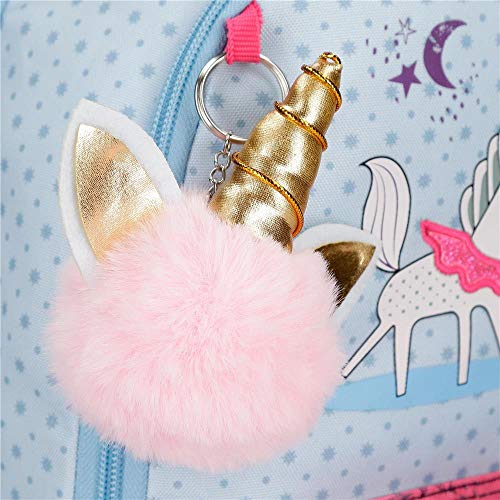 Mochila de unicornio Enso sin ruedas muy femenina con pompón de unicornio para CP