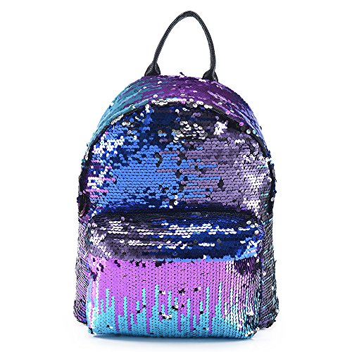 Mochila reversible de lentejuelas para la escuela o el ocio 40cm x 38cm púrpura