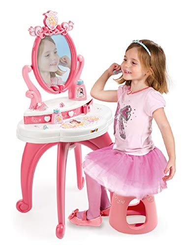Princesa Disney Smoby Peluquería de fabricación francesa blanca y rosa