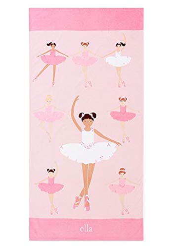 Toalla de playa de algodón rosa para chica con diseño de bailarina
