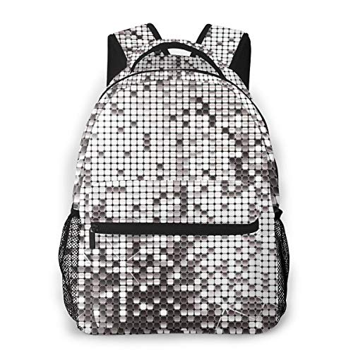 Una mochila de moda para la escuela y la universidad con lentejuelas plateadas reversibles