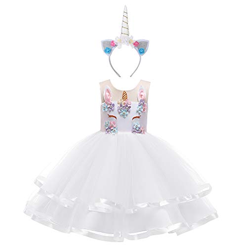 Vestido blanco de princesa unicornio