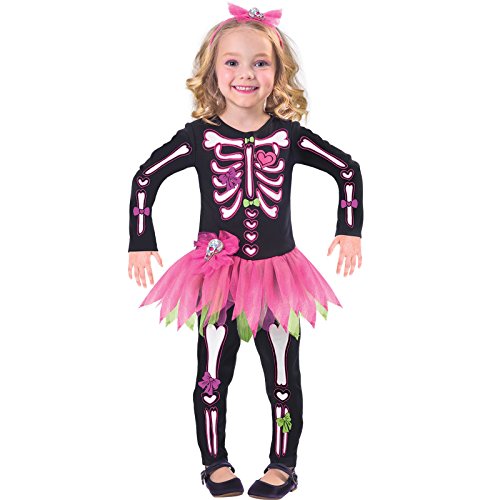 Vestido de la princesa Día de los muertos para niña: ¡esqueleto y tutú rosa de niña!