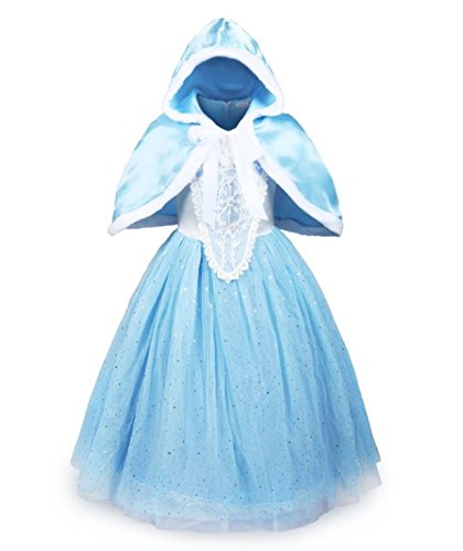 Vestido de la princesa Elsa con chaperón azul