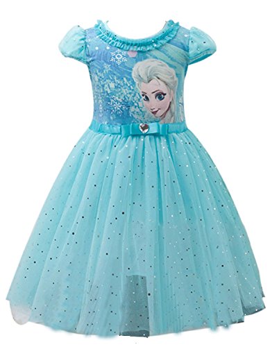 Vestido de la princesa Elsa con mangas cortas y tutú con velo
