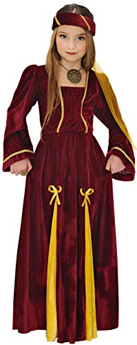 Vestido de princesa medieval amarillo y marrón para niña para en el festival medieval