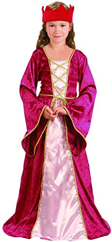 Vestido de princesa medieval rosa y dorado para niña para el festival medieval