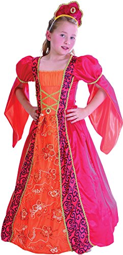 Vestido de princesa medieval rosa y naranja para niña para el festival medieval