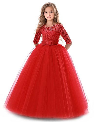 Vestido de princesa rojo con encaje