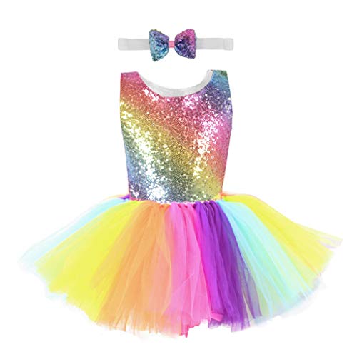 Vestido de tutú arco iris con lentejuelas para bailar y brillar como una bailarina