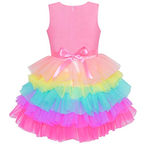 Vestido de tutú de unicornio arco iris para niña