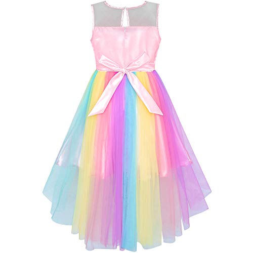 Vestido original de princesa unicornio multicolor con lazo