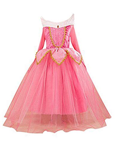 Vestido rosa de princesa para chica, Estilo Bella Durmiente
