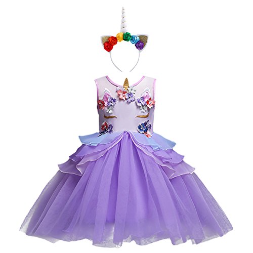 Vestido de tutú de unicornio morado