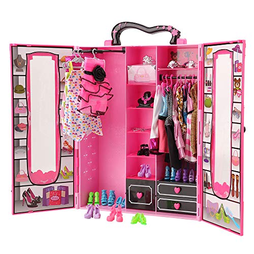 Vestidor glamoroso portátil para ropa de muñecas estilo Barbie
