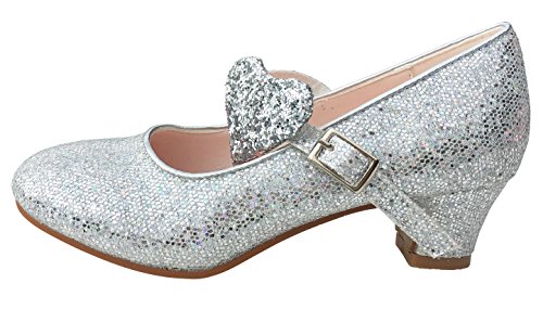 Zapatos flamencos para la niña brillantina de plata La Señorit con corazón