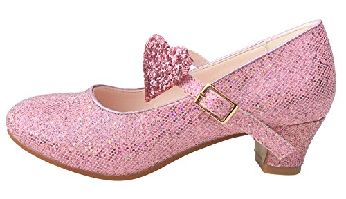 Zapatos flamencos para la niña rosa brillante La Señorit con corazón